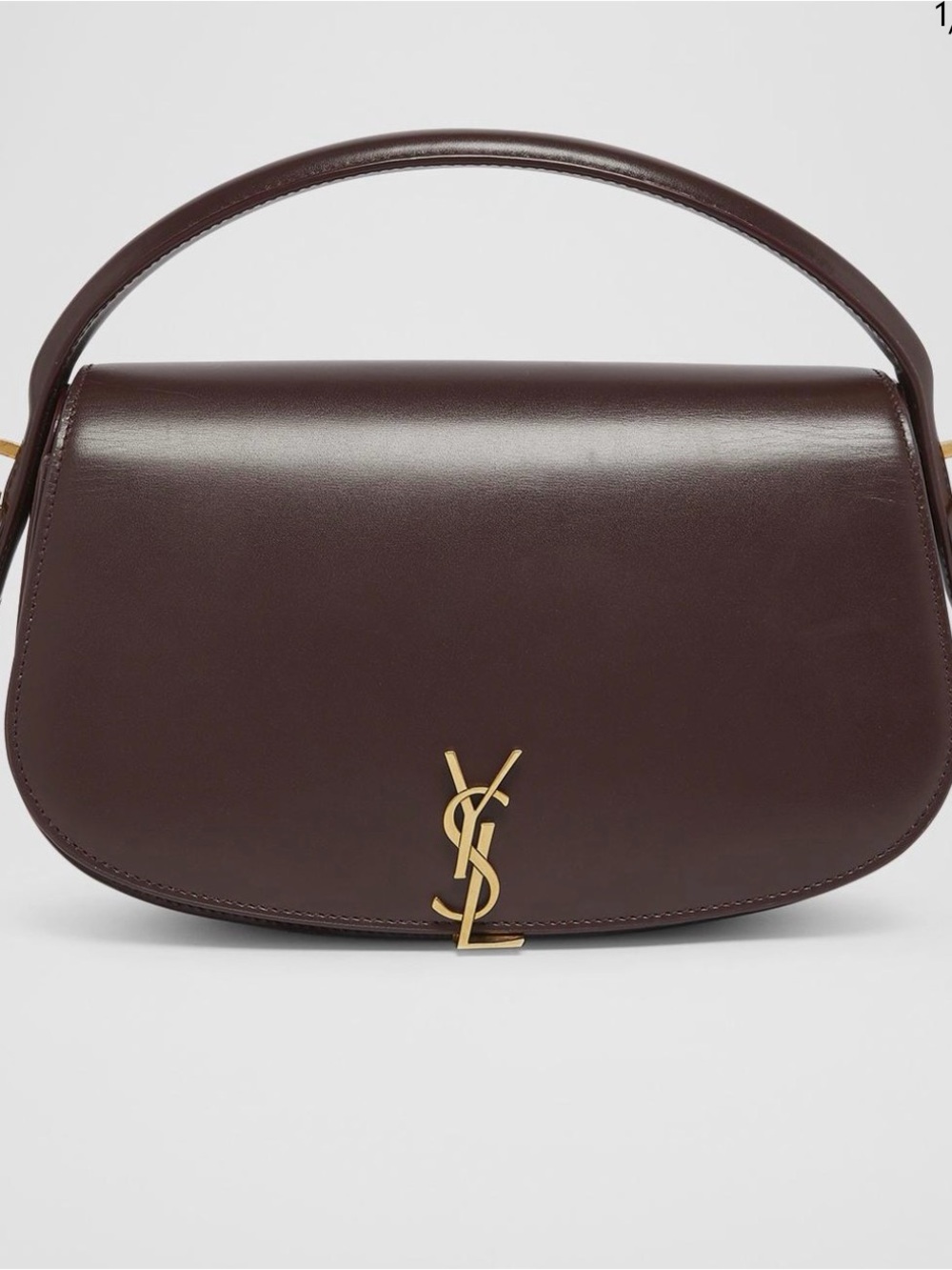 Saint Laurent Voltaire YSL Flap Shoulder Bag in Raisin